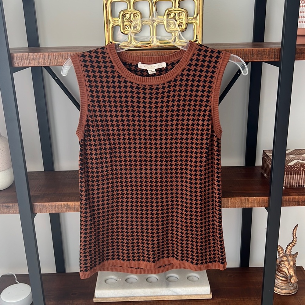 Belford Vintage tank sweater - brown and black print - women’s M